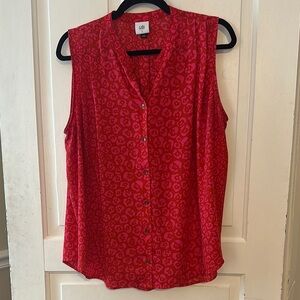 cAbi Red Sleeveless leopard Women's Top